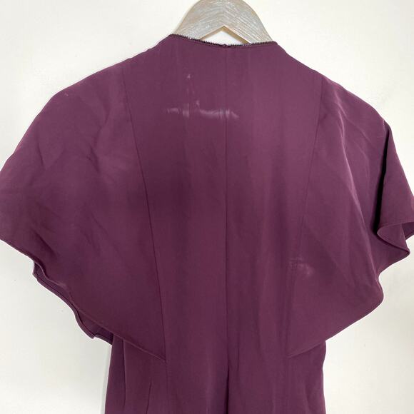 TED BAKER LONDON Kasiane Burgundy Poplin Exposed Zip Hourglass Midi Dress Sz XS - Picture 9 of 11